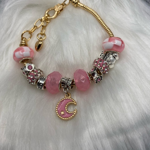 Deluxe Charm Bracelet, silver plated, snake chain with heart clasp. - Picture 3 of 16